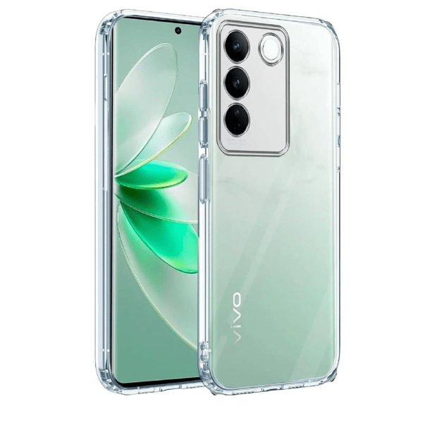 Back Cover for Vivo V27 | Vivo V27 Pro (Silicone Clear Shockproof Case with Camera Protection and Dust Plugs |