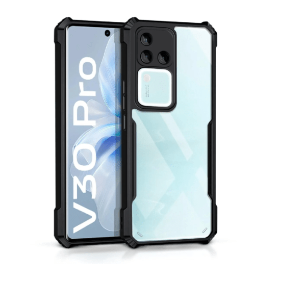 Shock Proof Clear Back Case Mobile Cover for Vivo V30 Pro (Hard | Hybrid PC + TPU | Full Armour Device & Camera