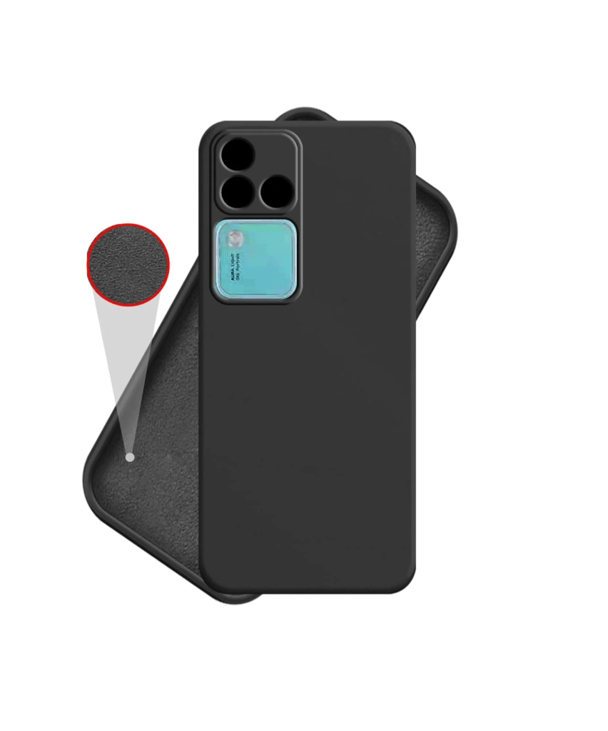 Vivo V30 Pro 5G Back Cover Camera Protection Cover, Liquid Silicon Case, Shockproof, Slim Phone Case (Silicone Black)