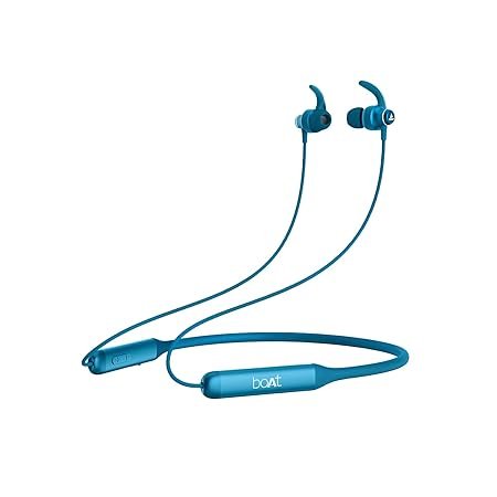 boAt Rockerz 335 Bluetooth in Ear Neckband with Qualcomm aptX & CVC, Upto 30 Hours Playback, ASAP Charge, Signature Sound, IPX5 and BTv5.0 (Blue)