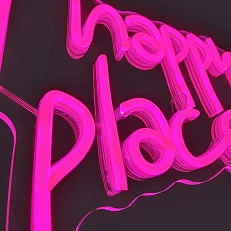 My Happy Place Neon Sign Led Light Up My Happy Place Sign For Wall Decor Pink Neon Lights Neon Letters Room Aesthetic Accessory