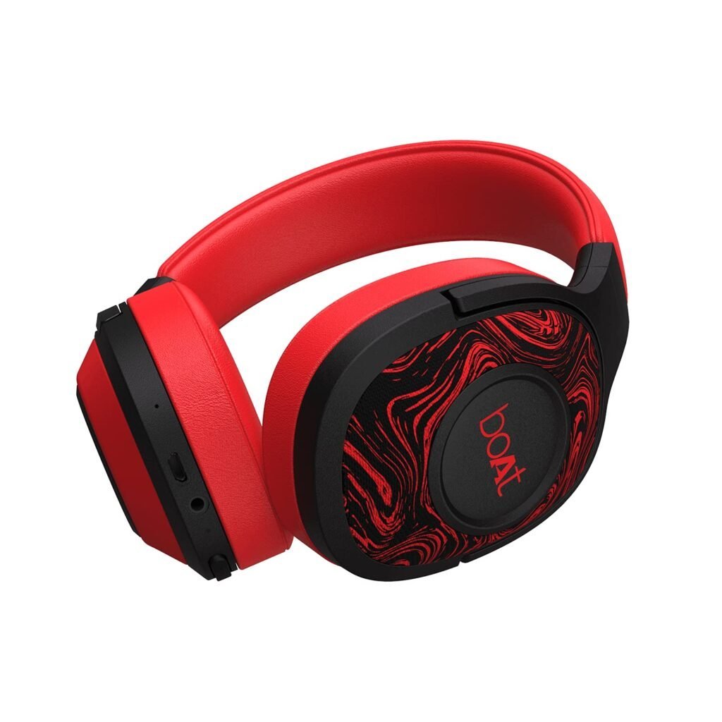 boAt Rockerz 550 Bluetooth Wireless Over Ear Headphones with Mic Upto 20 Hours Playback, 50MM Drivers (Red)