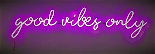 Good Vibes Only Neon Lights for Room Decoration, Pink, 11" X 48