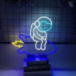 "Astronaut Rocket" 16 x 14 Inches Game Room Neon Lights Neon Signs for Game Wall Decor Gaming Room Decor LED Neon Sign