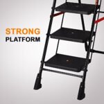 Black Heavy Folding Ladder with Wide Steps Milano 6 Steps Ladder 6.3 Ft