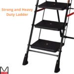 4 Step Ladders Stairs for Home Kitchen Outdoor Use House Cleaning Ladder Foldable Easy Use Durable Safety | Anti Slip Skid Steps Folding (4.1 feet) Black