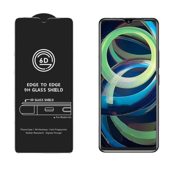 Edge Tempered Glass for Redmi 12C, Redmi A3, Poco C55, Redmi 10 Power, Redmi 10 and Redmi 10C (6.7 inch) with Easy Self Installation Kit | Black