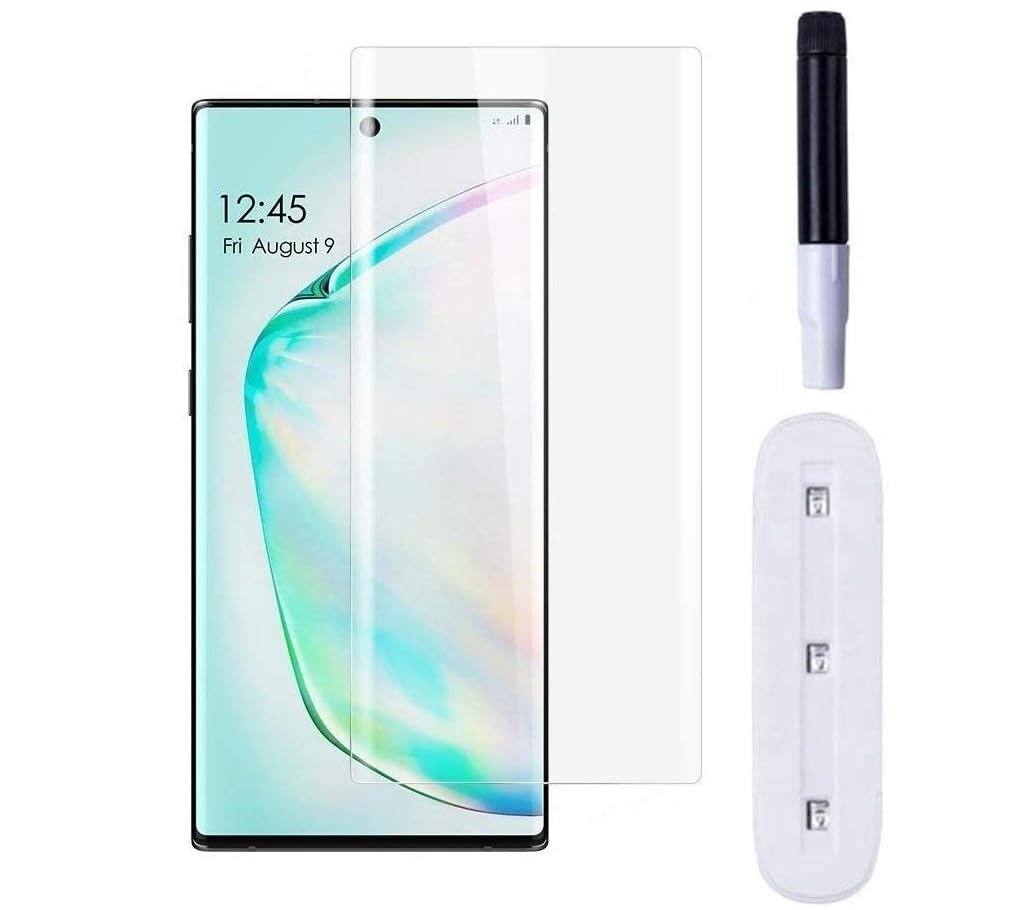 Premium Uv Tempered Glass Screen Protector Compatible For Samsung Galaxy Note 10 Plus Smartphone (Pack Of 1) With Edge To Edge Full Coverage Uv And Easy Installation Kit