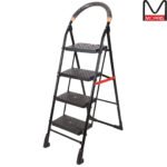 4 Step Ladders Stairs for Home Kitchen Outdoor Use House Cleaning Ladder Foldable Easy Use Durable Safety | Anti Slip Skid Steps Folding (4.1 feet) Black