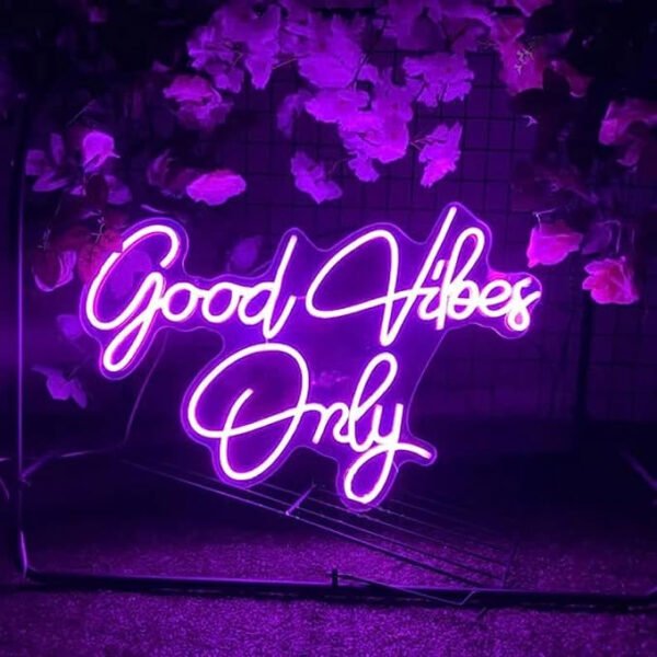 Stylish Good Vibes Only LED Neon Signs Light LED Decorative Sign - Wall Decor/Table Decor, Wedding Party Kids Room Living Room House Bar Pub Hotel (18 x 12 Inches)