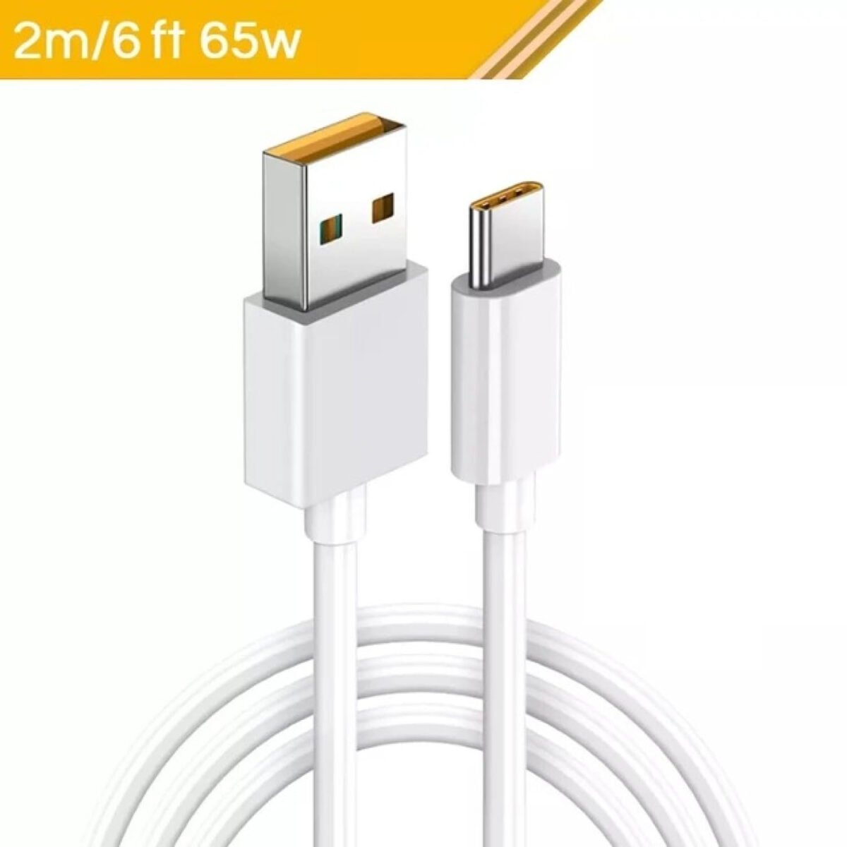 Realme 65W Super Vooc Charge, Data Sync Fast Charging Type-C Cable Compatible For Realme Xt, Realme Xt 730G, Realme X2 (Colour White)