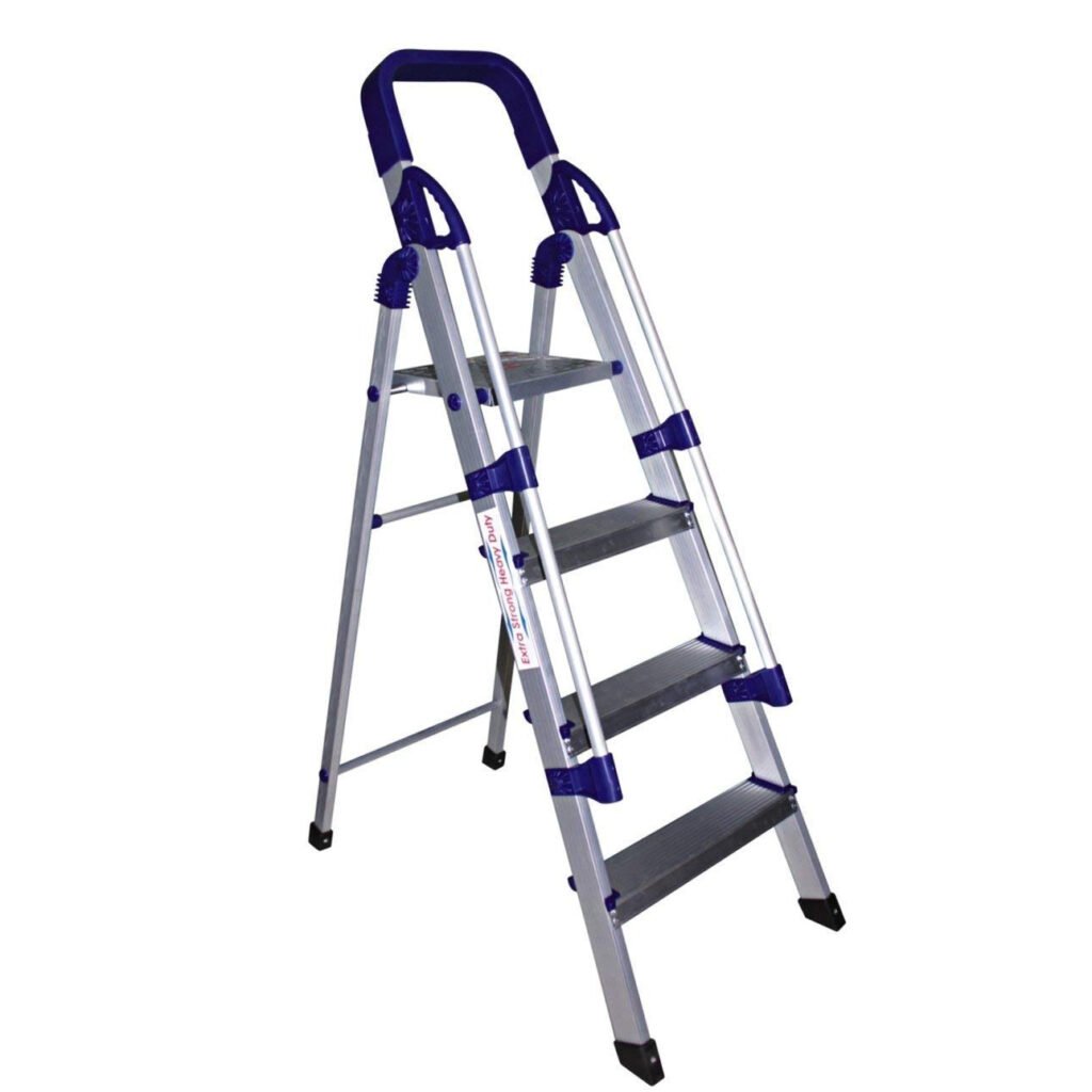 Railing Maple 4 Step Light Weight Aluminium Step Ladder 4.2 Ft Heavy Duty Folding Ladder