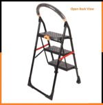 3 Step Ladder For Home Use | Wide Steps Ladder | Heavy Duty Ladder For Home Use Alloy Steel | Multipurpose Ladder Foldable | (BLACK)