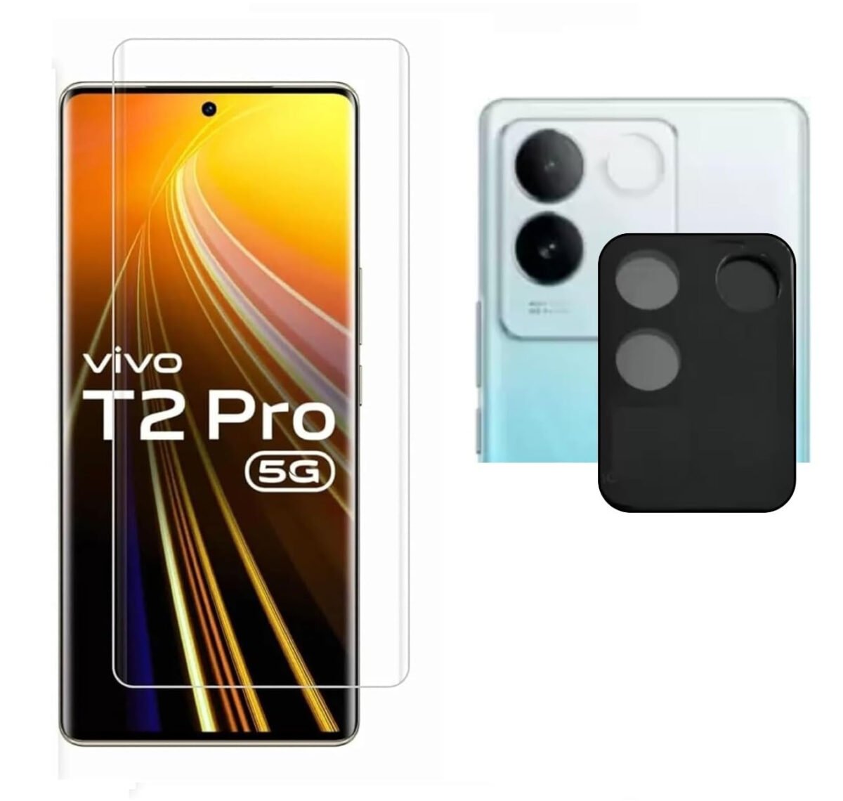 Vivo T2 Pro 5G UV Tempered Glass Screen Protector vivo T2 Pro 5G Camera Tempered Glass | 9H Hardness | With Easy Installation Kit