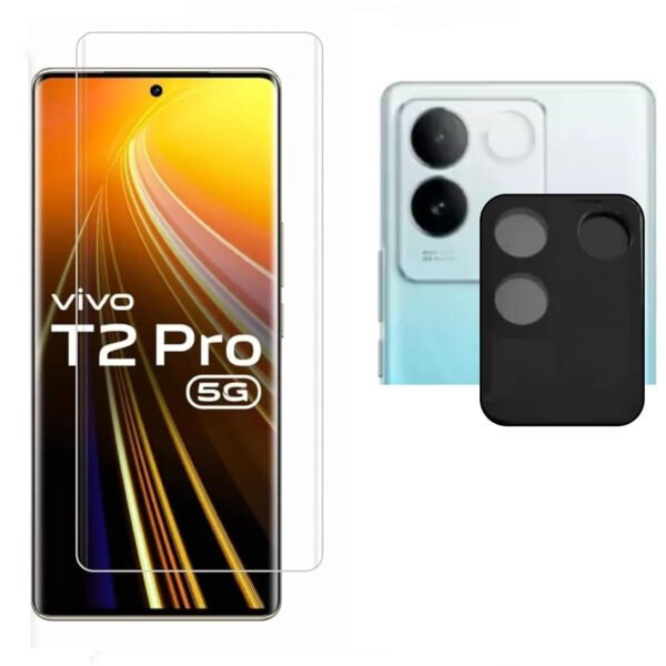 Vivo T2 Pro 5G UV Tempered Glass Screen Protector vivo T2 Pro 5G Camera Tempered Glass | 9H Hardness | With Easy Installation Kit