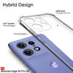 Shockproof Crystal Clear Motorola Moto Edge 50 Pro 5G Back Cover Case | 360 Degree Protection | Hard Clear Back |