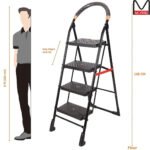 4 Step Ladders Stairs for Home Kitchen Outdoor Use House Cleaning Ladder Foldable Easy Use Durable Safety | Anti Slip Skid Steps Folding (4.1 feet) Black