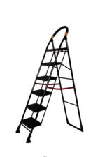 Black Heavy Folding Ladder with Wide Steps Milano 6 Steps Ladder 6.3 Ft