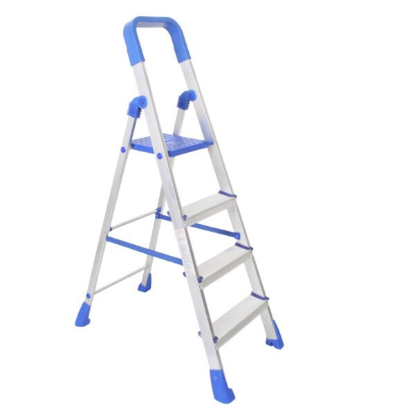 5 Step Ladder | Ladder for Home 5 Step Foldable | Aluminum Ladder for Home | Foldable ldder| Anti-Skid Shoes | Edge Guards | Nishika Pro 5 Steps (Silver & Blue)