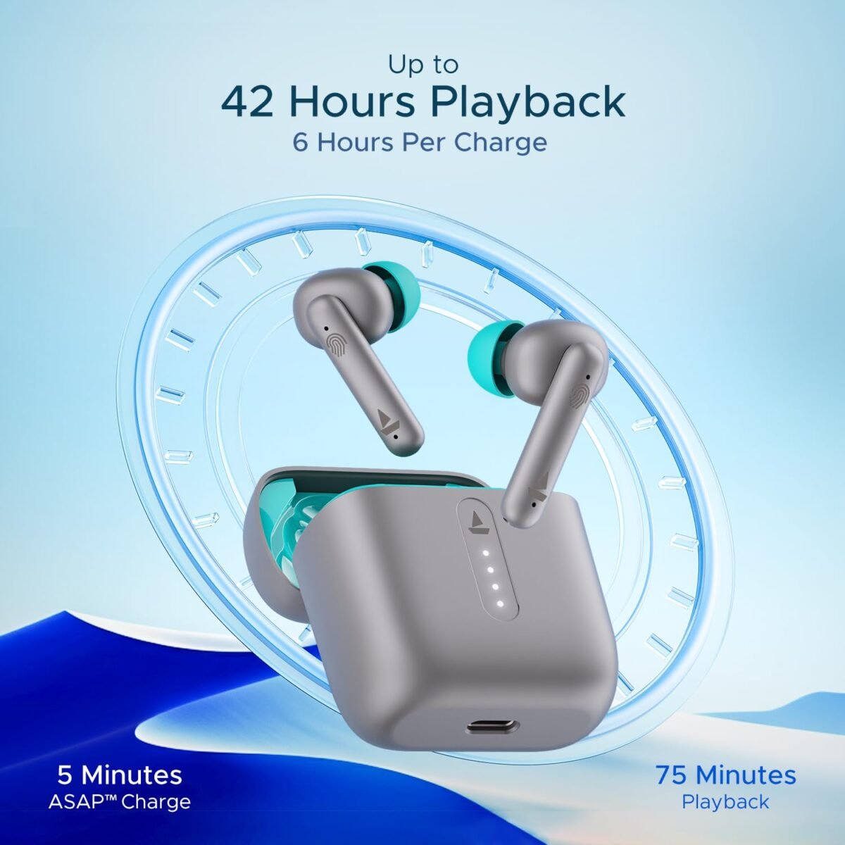 boAt Airdopes 148 Bluetooth Truly Wireless in Ear Earbuds with 45H Playtime,Low Latency Mode for Gaming, IPX4 Water Resistance, (Cyan Cider)