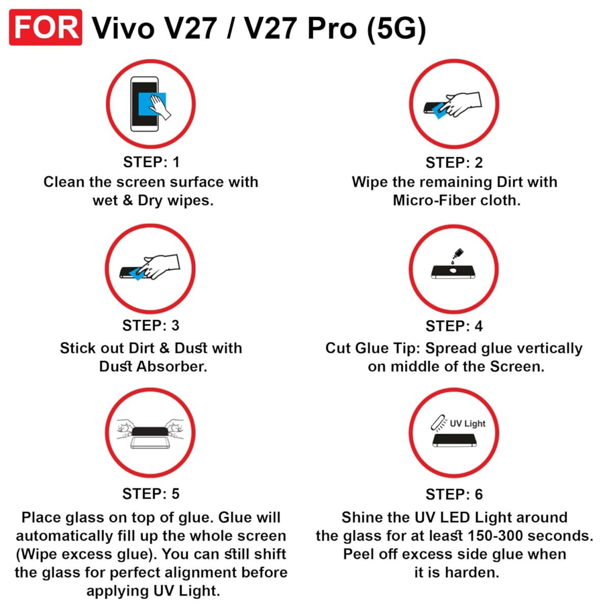 Vivo V27 Pro/Vivo V27 (5G) UV Tempered Glass | Screen Protector Full HD Quality UV Tempered Glass Edge to Edge Screen