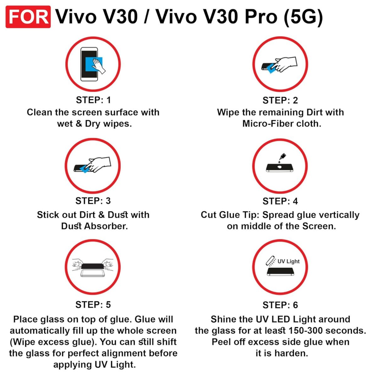 Vivo V30 / Vivo V30 Pro (5G) UV Tempered Glass | Screen Protector Full HD Quality UV Tempered Glass Edge to Edge Screen