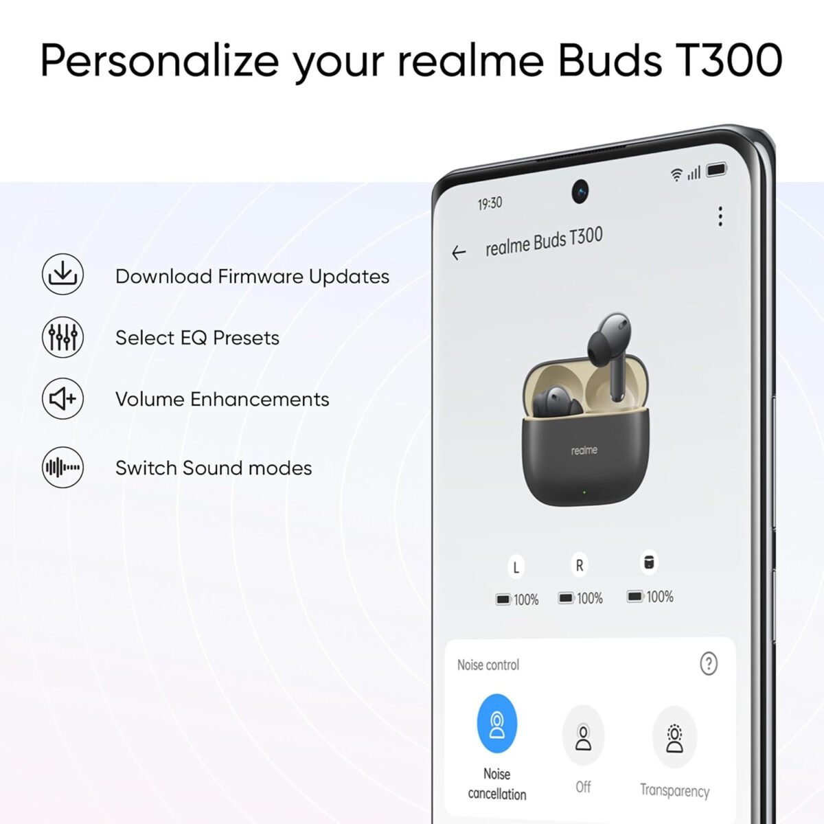 realme Buds T300 Truly Wireless in-Ear Earbuds with 30dB ANC, 360° Spatial Audio Effect, 12.4mm Dynamic Bass Boost Driver with