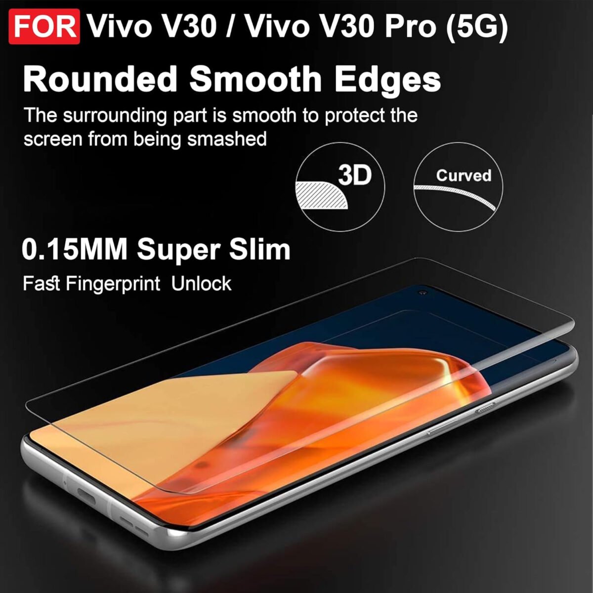 Vivo V30 / Vivo V30 Pro (5G) UV Tempered Glass | Screen Protector Full HD Quality UV Tempered Glass Edge to Edge Screen