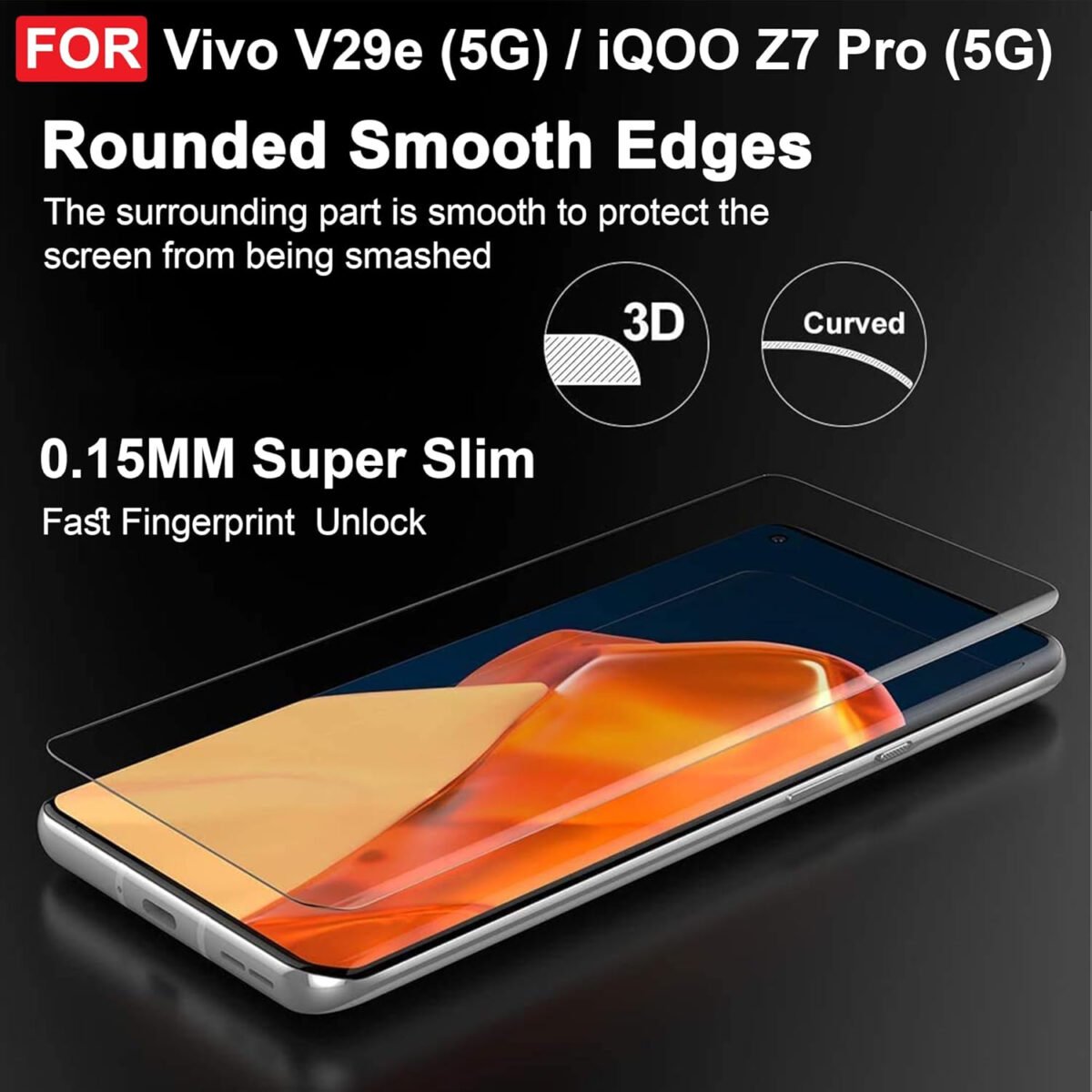 Vivo V29e (5G) / iQOO Z7 Pro (5G) UV Tempered Glass | Screen Protector Full HD Quality UV Tempered Glass Edge to Edge