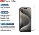 iPhone 15 Pro Tempered Glass | Screen Protector Full HD Quality Tempered Glass Anti-Scratch Edge Installation Kit (Black)