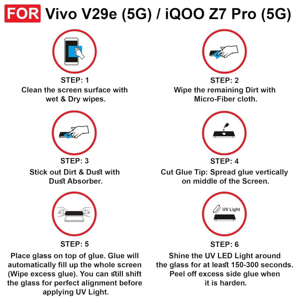 Vivo V29e (5G) / iQOO Z7 Pro (5G) UV Tempered Glass | Screen Protector Full HD Quality UV Tempered Glass Edge to Edge