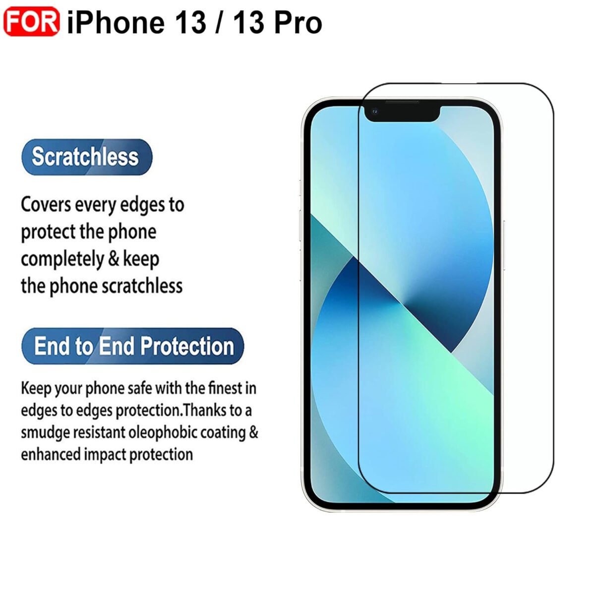 iPhone 13/13 Pro Tempered Glass | Screen Protector Full HD Quality Tempered Glass Anti-Scratch Edge to Edge Coverage (Black)