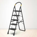 TruCare Home Ladder, Foldable with 5 Slip-Resistant Steps, Durable, Heavy Duty, Anti-Skid Steel Ladder (5 Steps, Black)