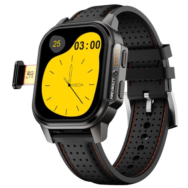 Fire-Boltt Snapp Smart Watch, Selfie Camera, 4G Nano-SIM Slot, 54.1mm AMOLED Display, Play Store- Unlimited apps, 1000mAh Battery, 2GB/4GB RAM + 16GB/64GB ROM (Jet Black Luxe)