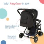 LuvLap baby stroller, Pram for baby with 5 point safety harness, Spacious Cushioned seat with Multi level seat recline,