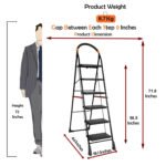 Black Heavy Folding Ladder with Wide Steps Milano 6 Steps Ladder 6.3 Ft