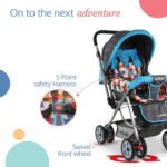 LuvLap Baby Stroller/Pram for 0 to 3 Years, New Born/Toddler/Kid, 5 Point Safety Harness, Adjustable backrest, 360°