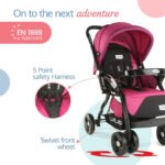 LuvLap baby stroller, Pram for baby with 5 point safety harness, Spacious Cushioned seat with Multi level seat recline,