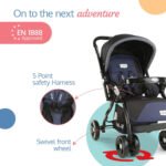 LuvLap baby stroller, Pram for baby with 5 point safety harness, Spacious Cushioned seat with Multi level seat recline,