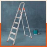 Bathla Advance Carbon - 6 Step Foldable Aluminium Ladder with Scratch Resistant Smart Platform and Sure-Hinge Technology (Orange)