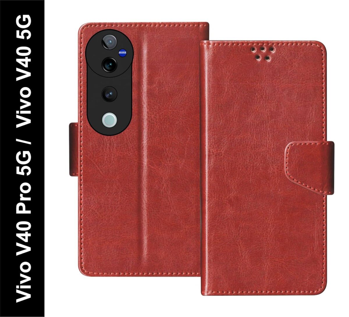 Vivo V40 Pro 5G / Vivo V40 5G Flip Cover Back Cover Case with Magnatic Closure | Inbuilt Stand | Card & Money Pocket