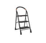 3 Step Ladder For Home Use | Wide Steps Ladder | Heavy Duty Ladder For Home Use Alloy Steel | Multipurpose Ladder Foldable | (BLACK)