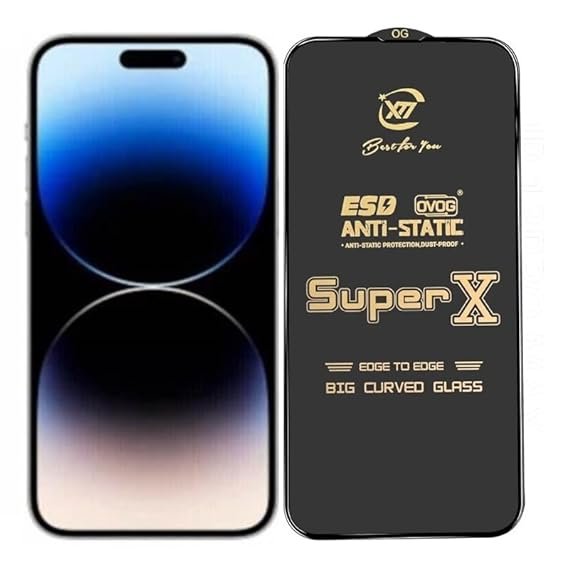 Super X Tempered Glass Screen Protector for Apple IPhone 15 Pro (Black) - (Pack of 2)