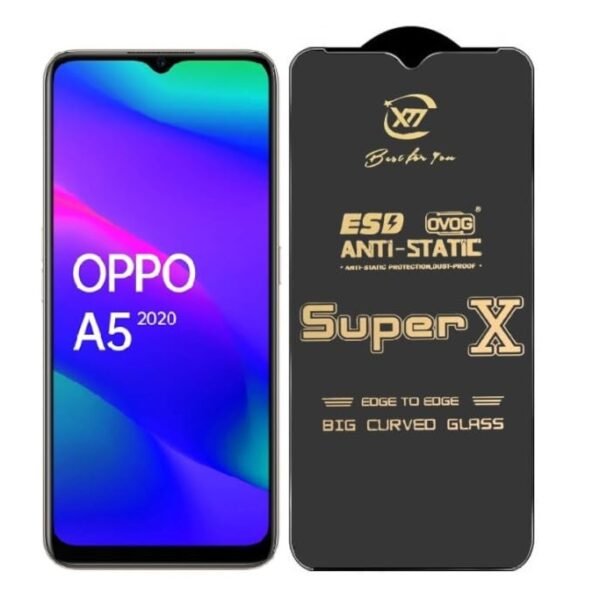 Super X Tempered Glass Screen Protector for Oppo A5 2020 (Black) - (Pack of 2)