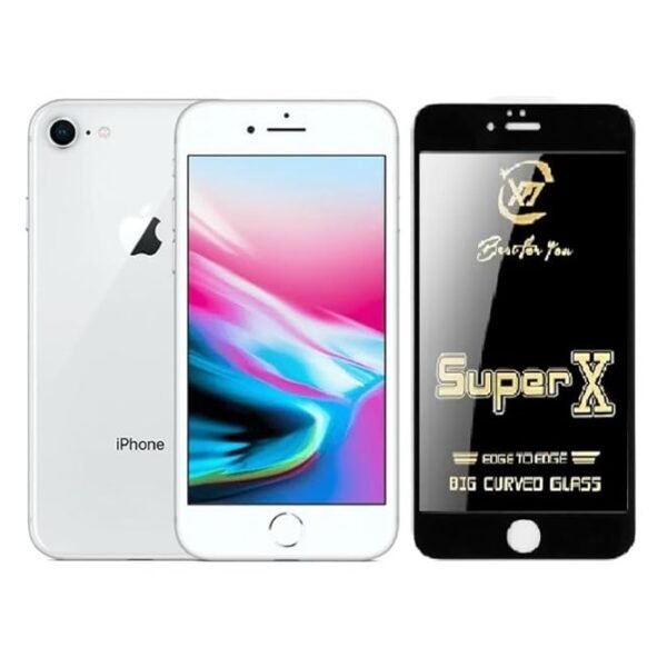 Super X Tempered Glass Screen Protector for Apple IPhone 8 (Black) - (Pack of 2)