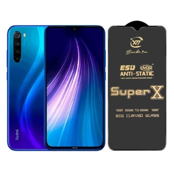 Premium Edge to Edge Super X Tempered Glass Screen Protector for Redmi Note 8  (Black) - (Pack of 2)