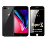 Super X Tempered Glass Screen Protector for Apple IPhone 8 Plus (Black) - (Pack of 2)