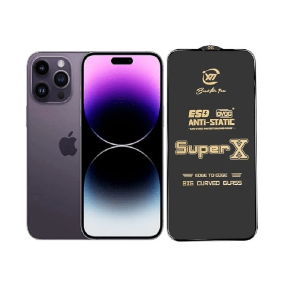 Super X Tempered Glass Screen Protector for Apple IPhone 14 Pro Max  (Black)