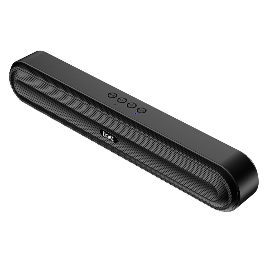 boAt Aavante Bar 490 Bluetooth Soundbar 10W RMS Signature Sound,2.0 Channel | AUX, TF Card, USB, Upto 7 Hrs Playback,Built-in Mic,TWS Feature(Classic Black)