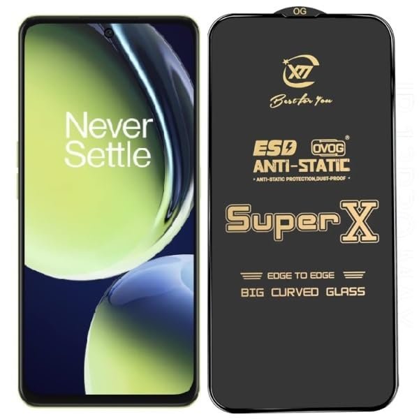 Premium Edge to Edge Super X Tempered Glass Screen Protector for Oneplus Nord CE 3 lite 5G (Black) Pack of 2